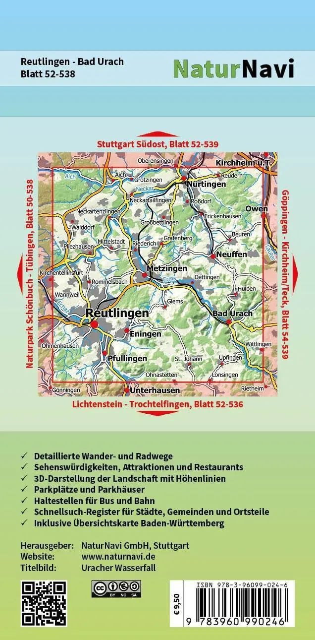 Bild: 9783960990246 | Reutlingen - Bad Urach 1 : 25 000, Blatt 52-538 | (Land-)Karte | 2020