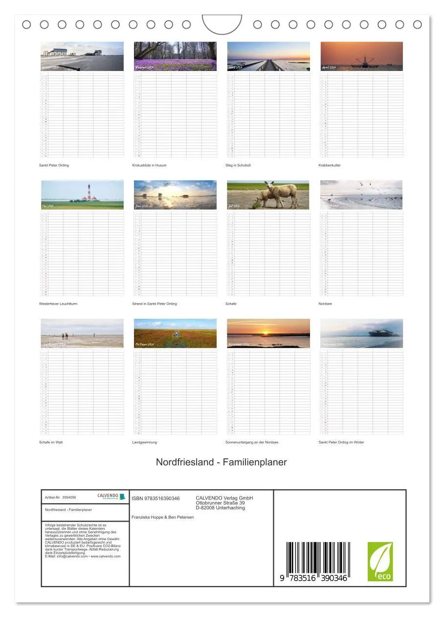 Bild: 9783516390346 | Nordfriesland - Familienplaner (Wandkalender 2026 DIN A4 hoch),...