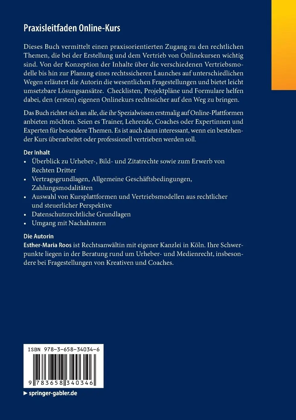 Rückseite: 9783658340346 | Praxisleitfaden Online-Kurs | Esther-Maria Roos | Taschenbuch | vii