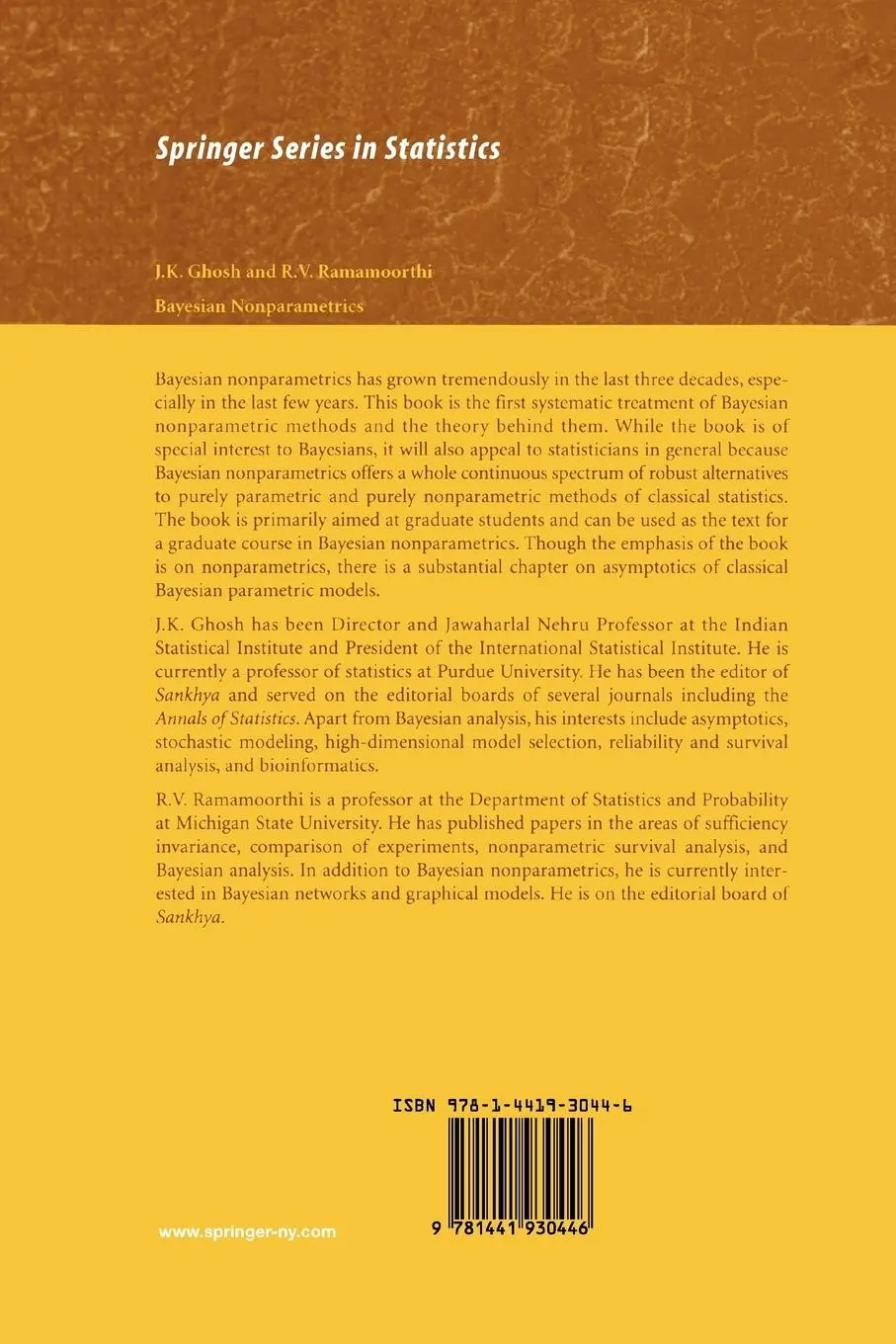 Rückseite: 9781441930446 | Bayesian Nonparametrics | R. V. Ramamoorthi (u. a.) | Taschenbuch