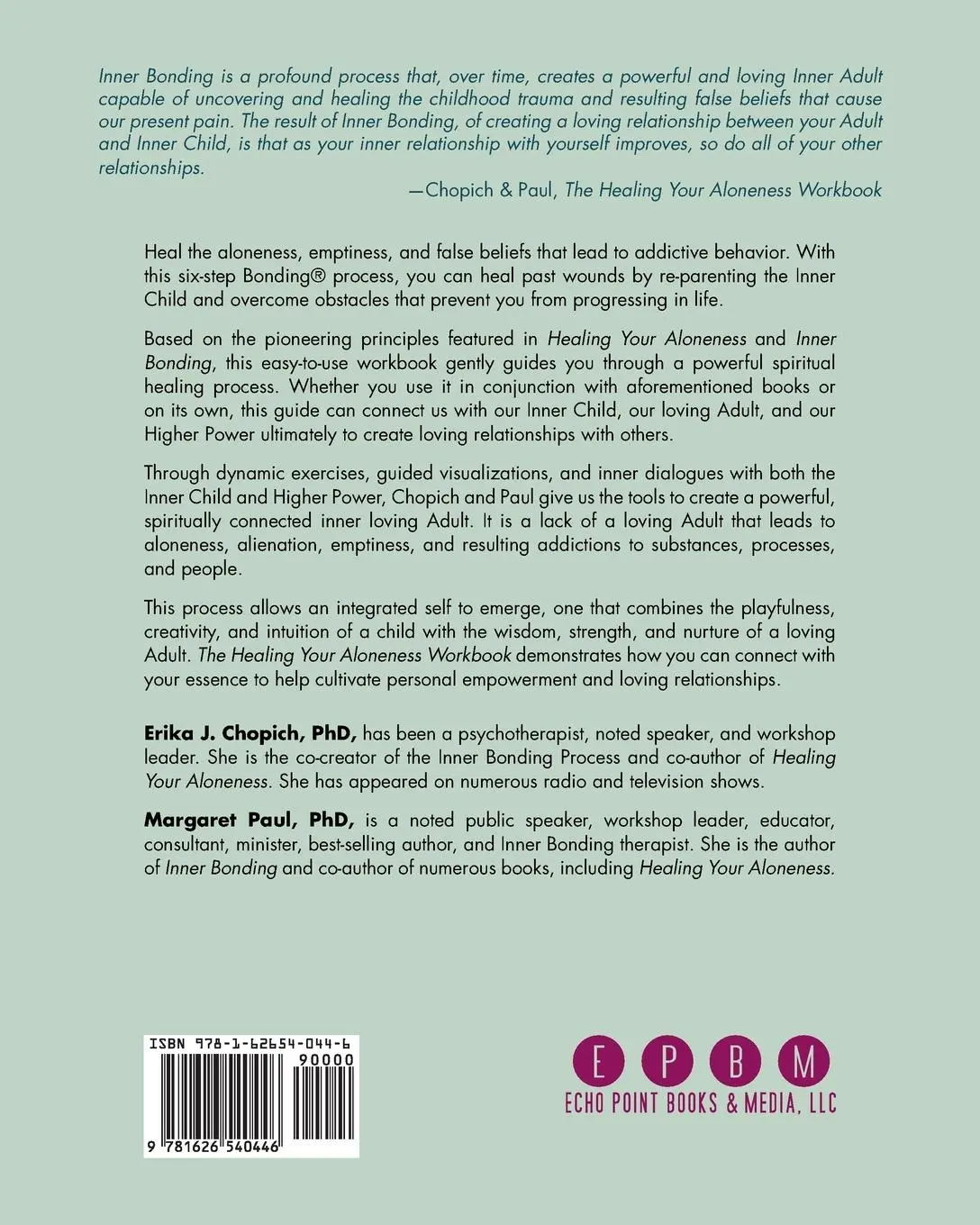 Rückseite: 9781626540446 | The Healing Your Aloneness Workbook | Erika J. Chopich (u. a.) | Buch