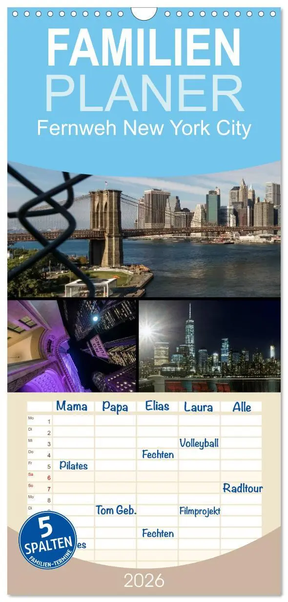 Cover: 9783516520446 | Familienplaner 2026 - Fernweh New York City mit 5 Spalten...