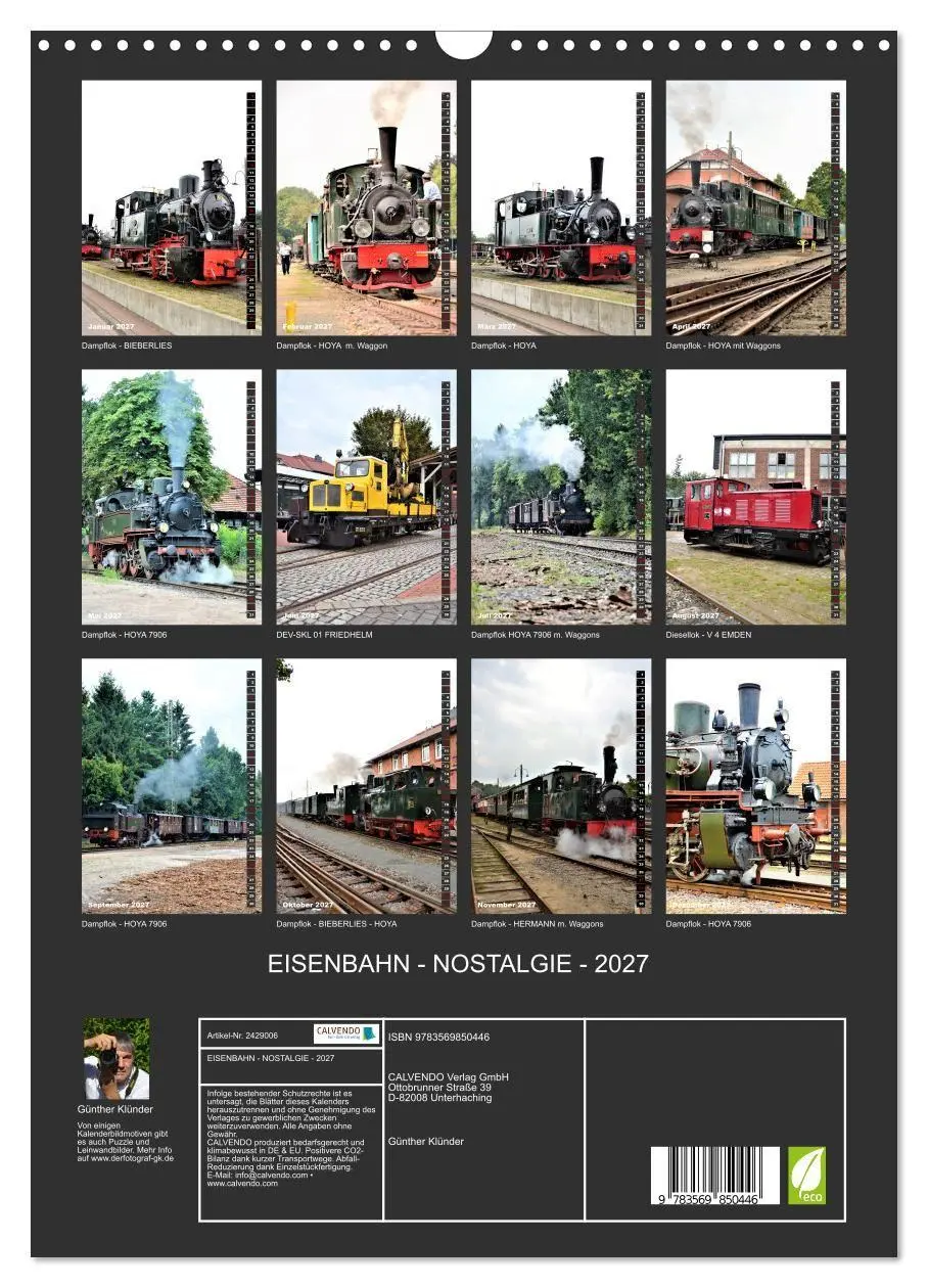 Bild: 9783569850446 | EISENBAHN - NOSTALGIE - 2027 (Wandkalender 2027 DIN A3 hoch),...