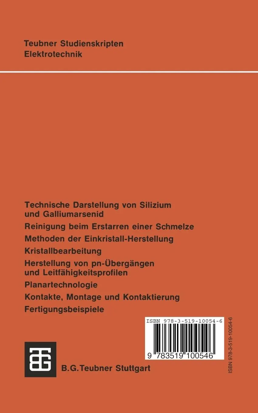 Rückseite: 9783519100546 | Halbleitertechnologie | Wolfgang Harth | Taschenbuch | 135 S. | 1981