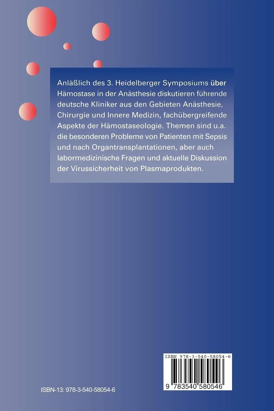 Rückseite: 9783540580546 | Fachübergreifende Aspekte der Hämostaseologie | P. P. Nawroth (u. a.)