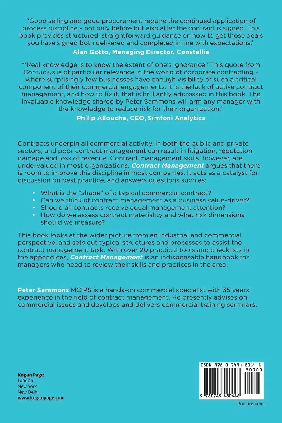 Rückseite: 9780749480646 | Contract Management | Core Business Competence | Peter Sammons | Buch