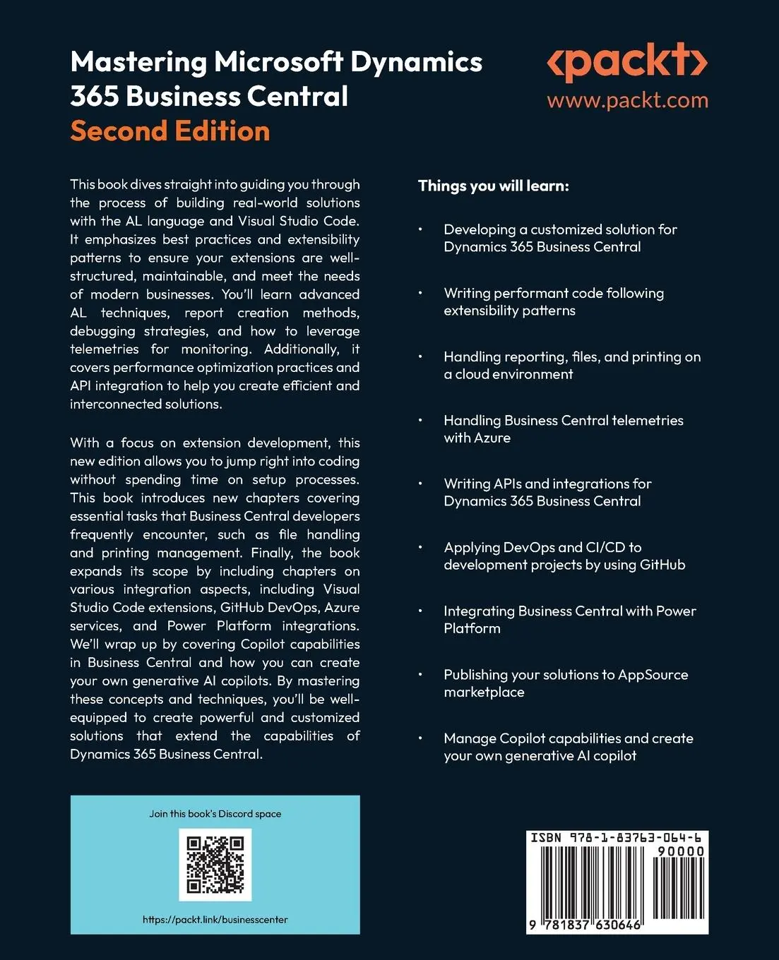 Rückseite: 9781837630646 | Mastering Microsoft Dynamics 365 Business Central - Second Edition