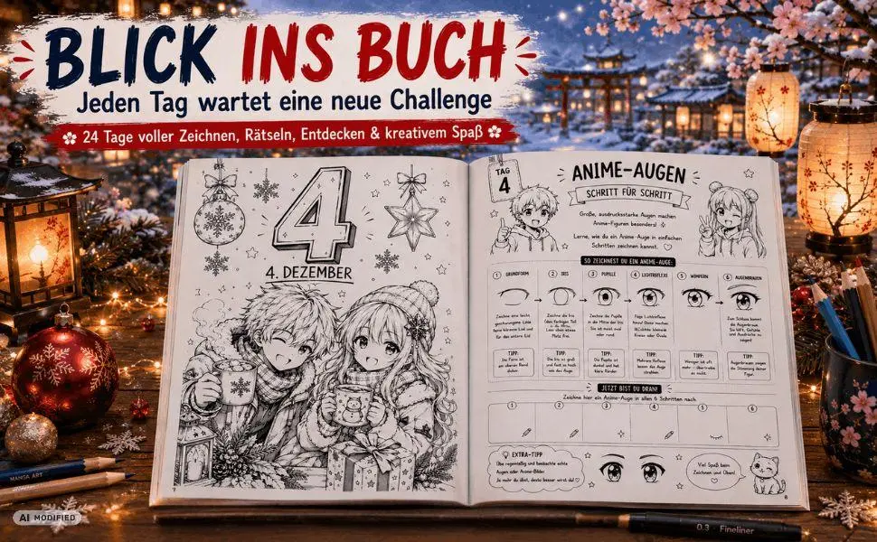Bild: 9783692730646 | Anime Adventskalender: 24 Tage voller Zeichen-Challenges, Rätsel,...