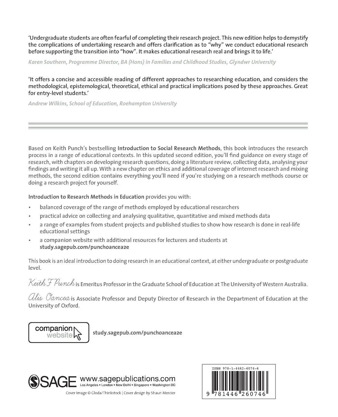 Rückseite: 9781446260746 | Introduction to Research Methods in Education | Keith F Punch (u. a.)
