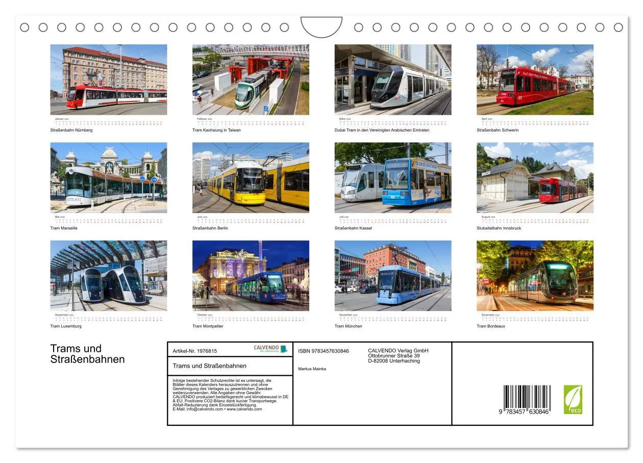 Bild: 9783457630846 | Trams und Straßenbahnen (Wandkalender 2026 DIN A4 quer), CALVENDO...