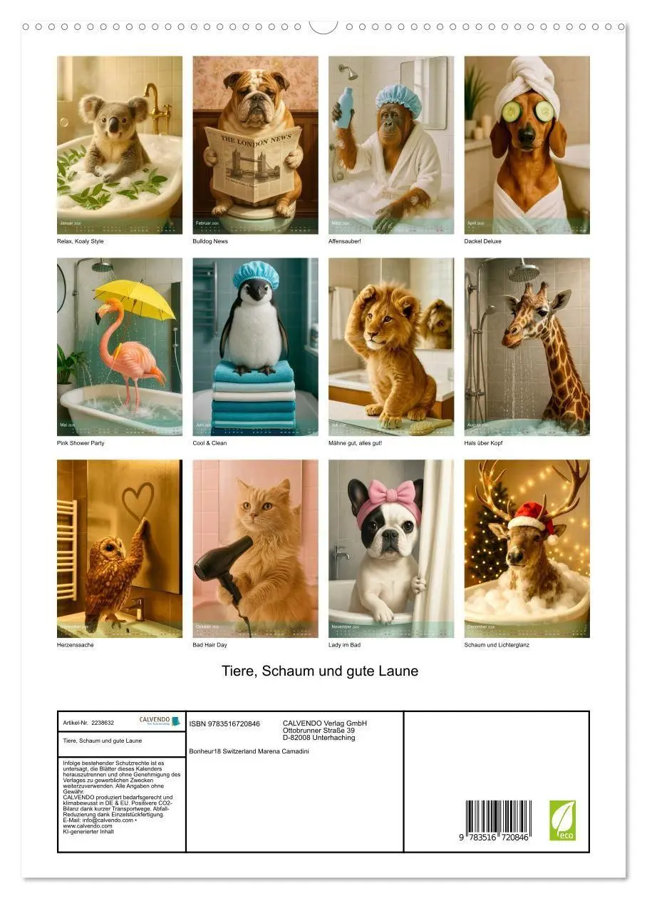 Bild: 9783516720846 | Tiere, Schaum und gute Laune (hochwertiger Premium Wandkalender...