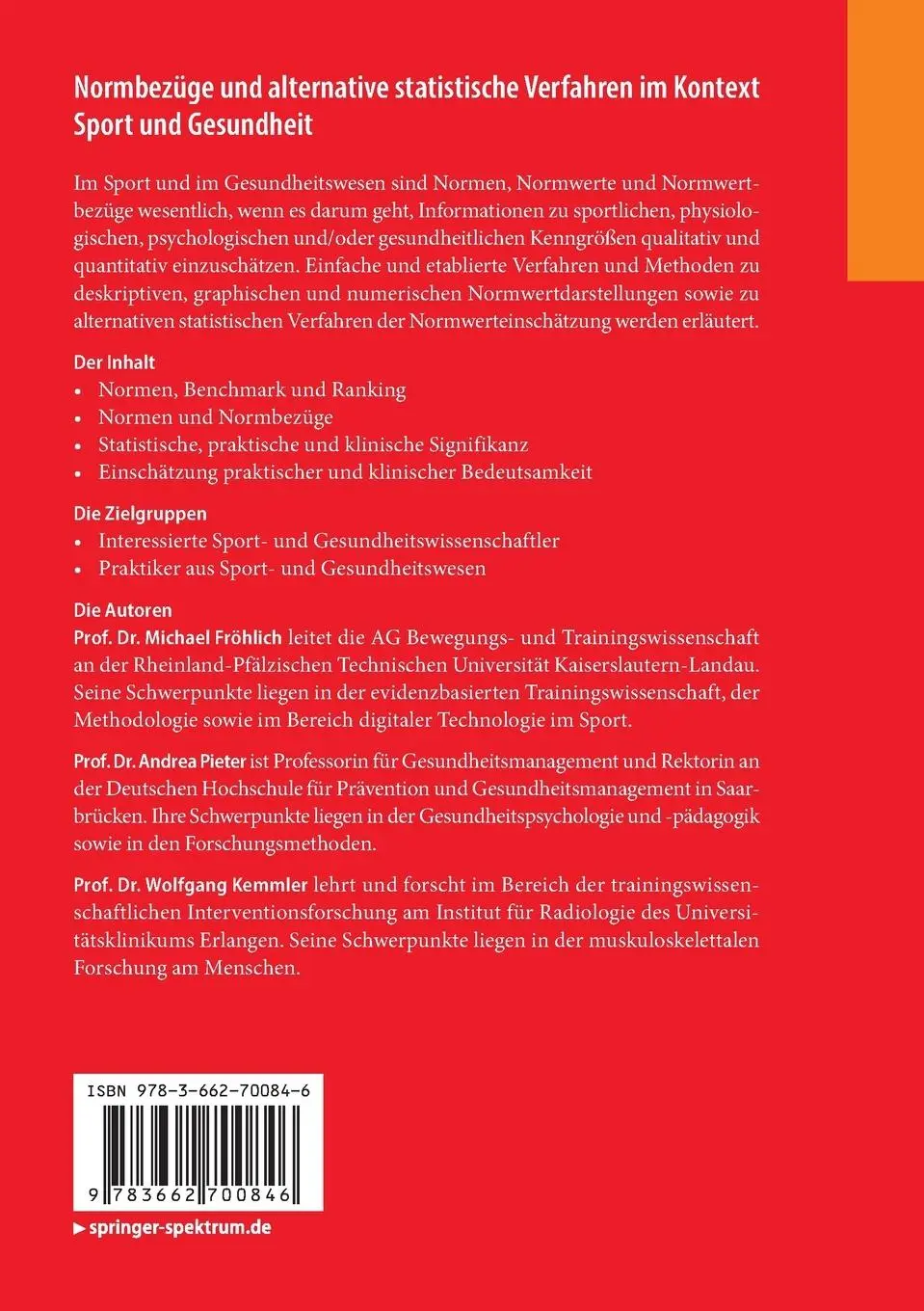 Rückseite: 9783662700846 | Normbezüge und alternative statistische Verfahren im Kontext Sport...