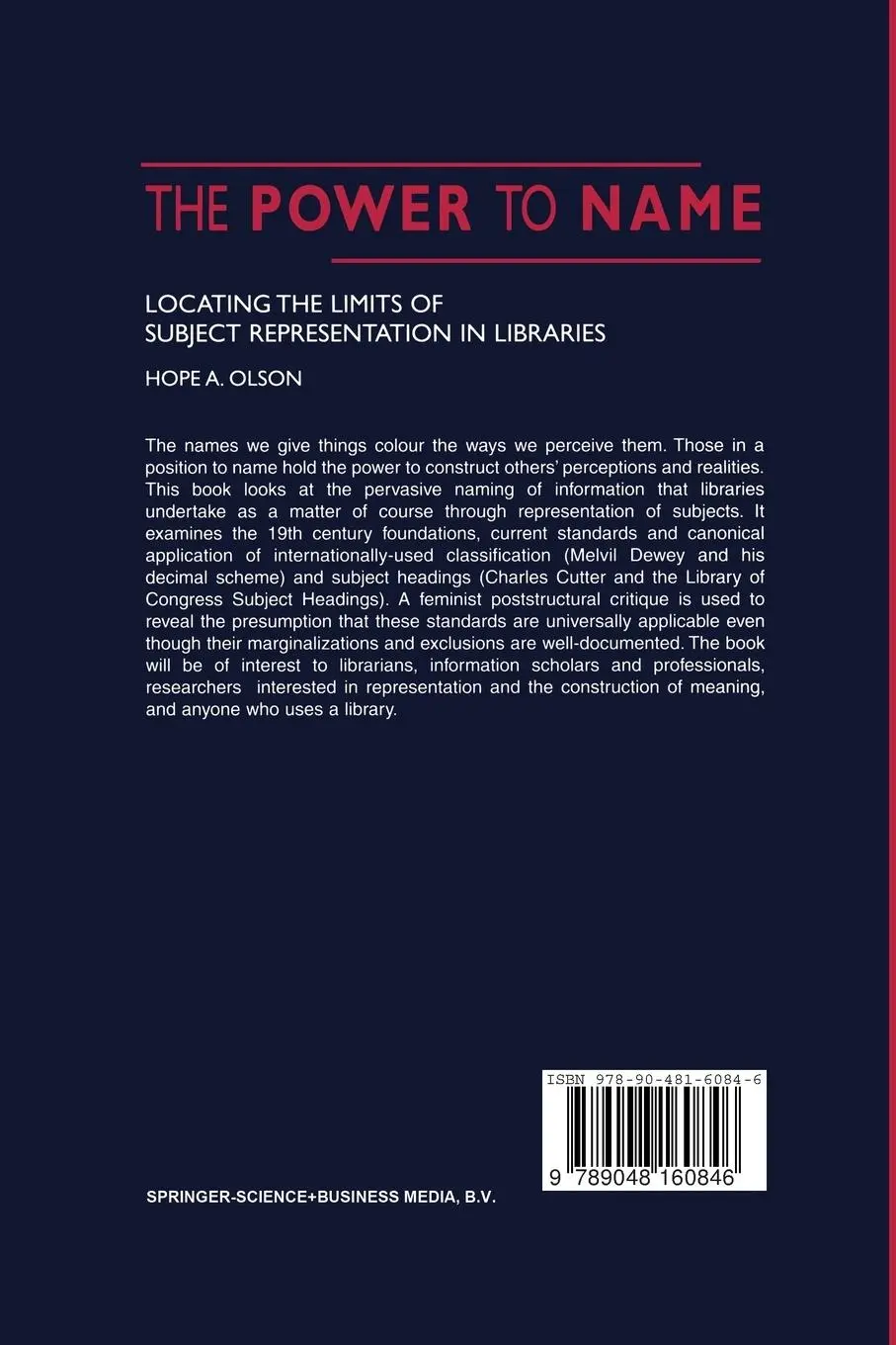 Rückseite: 9789048160846 | The Power to Name | H. A. Olson | Taschenbuch | x | Englisch | 2011