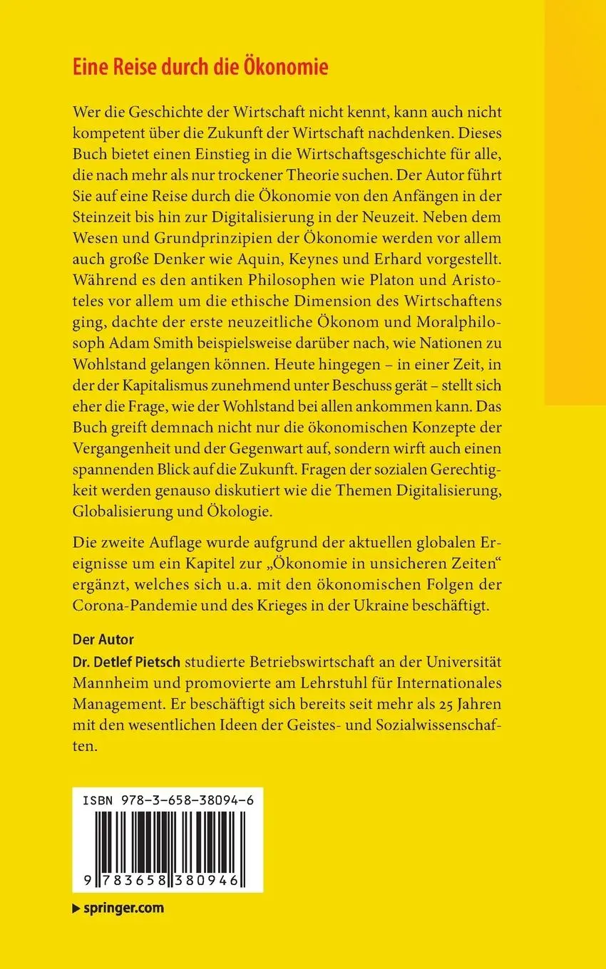 Rückseite: 9783658380946 | Eine Reise durch die Ökonomie | Detlef Pietsch | Taschenbuch | XVII