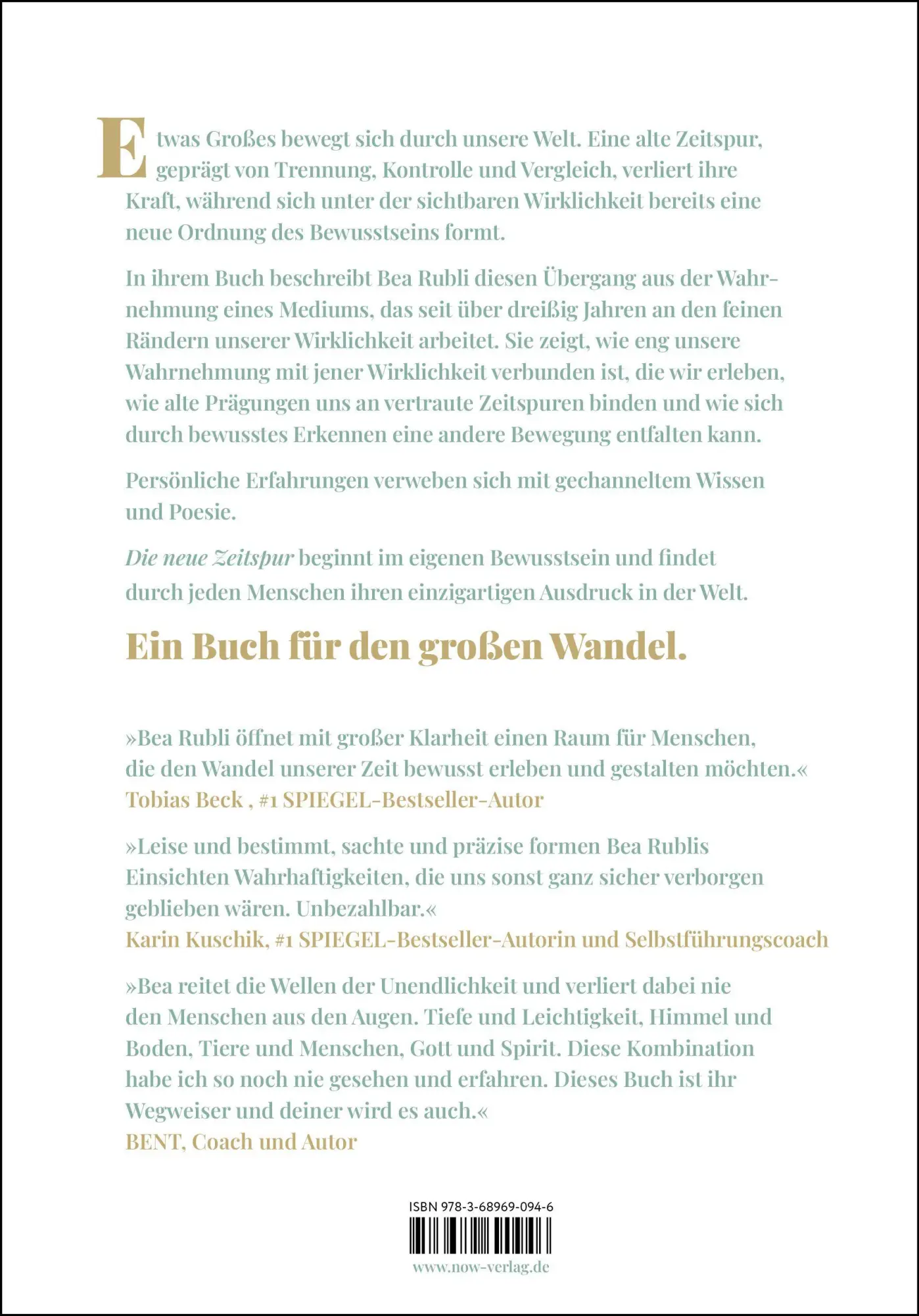 Rückseite: 9783689690946 | Die neue Zeitspur | Mediales Wissen für den großen Wandel | Bea Rubli