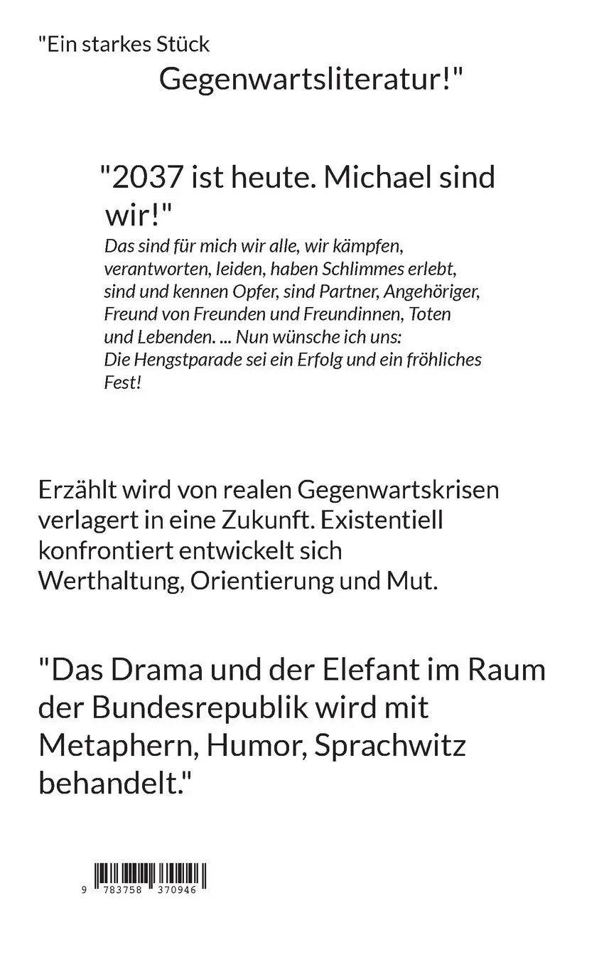 Rückseite: 9783758370946 | 2037: Skizze zum 7. Oktober | Herbstnovelle mit Hengstparade | Flamme