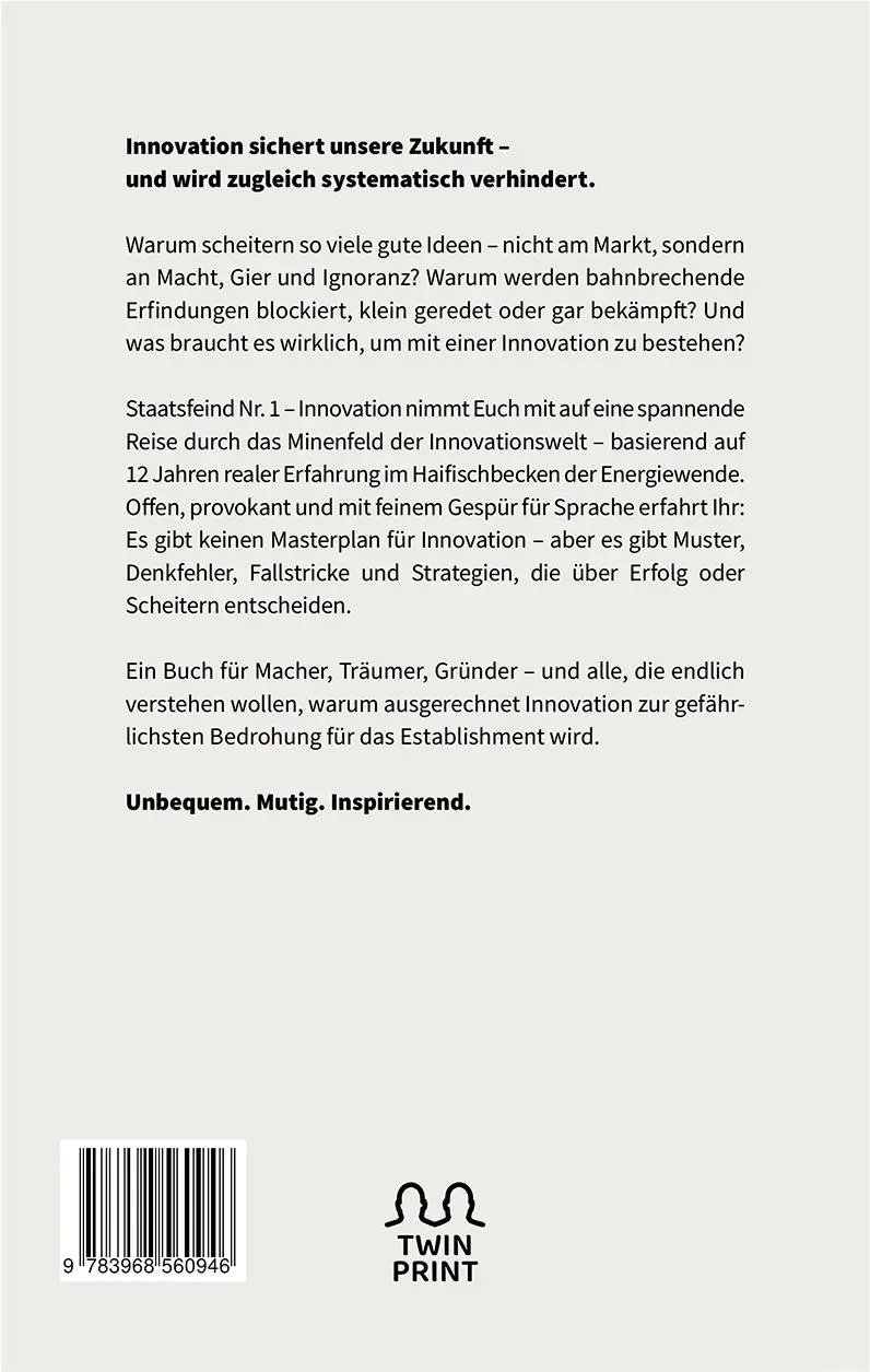 Rückseite: 9783968560946 | Staatsfeind No. 1 - Innovation | Sebastian Heinz | Buch | 308 S.
