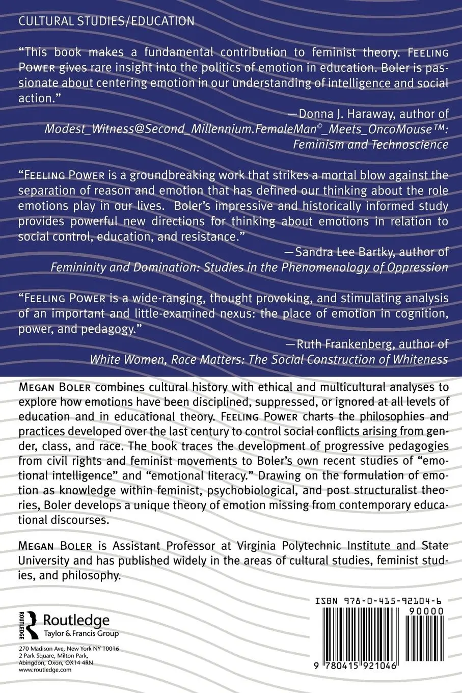 Rückseite: 9780415921046 | Feeling Power | Emotions and Education | Megan Boler | Taschenbuch