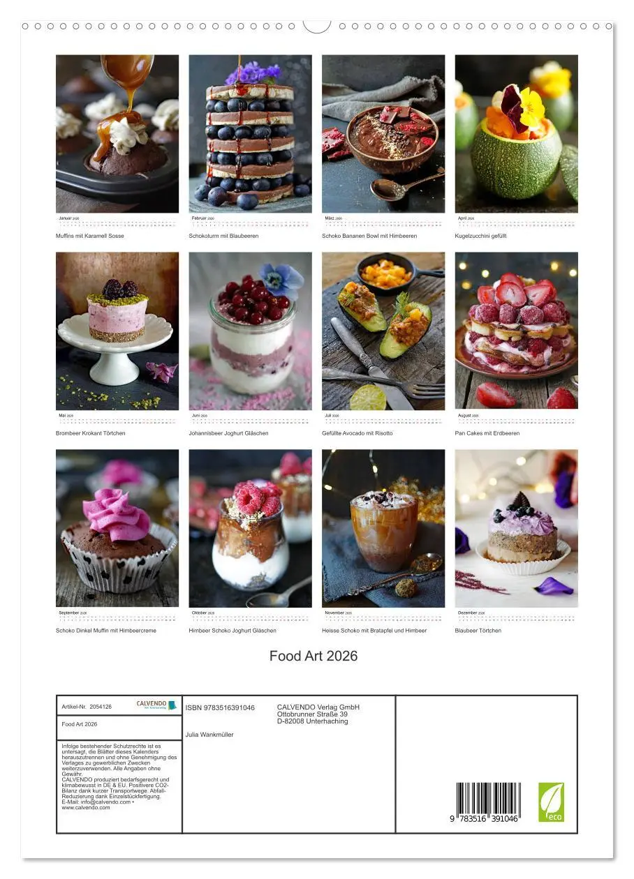Bild: 9783516391046 | Food Art 2026 (hochwertiger Premium Wandkalender 2026 DIN A2 hoch),...