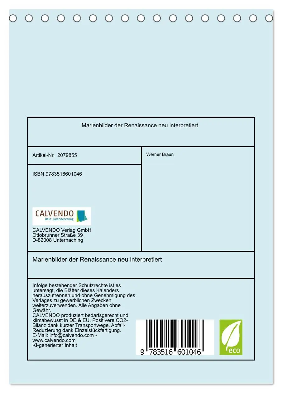 Bild: 9783516601046 | Marienbilder der Renaissance neu interpretiert (Tischkalender 2026...