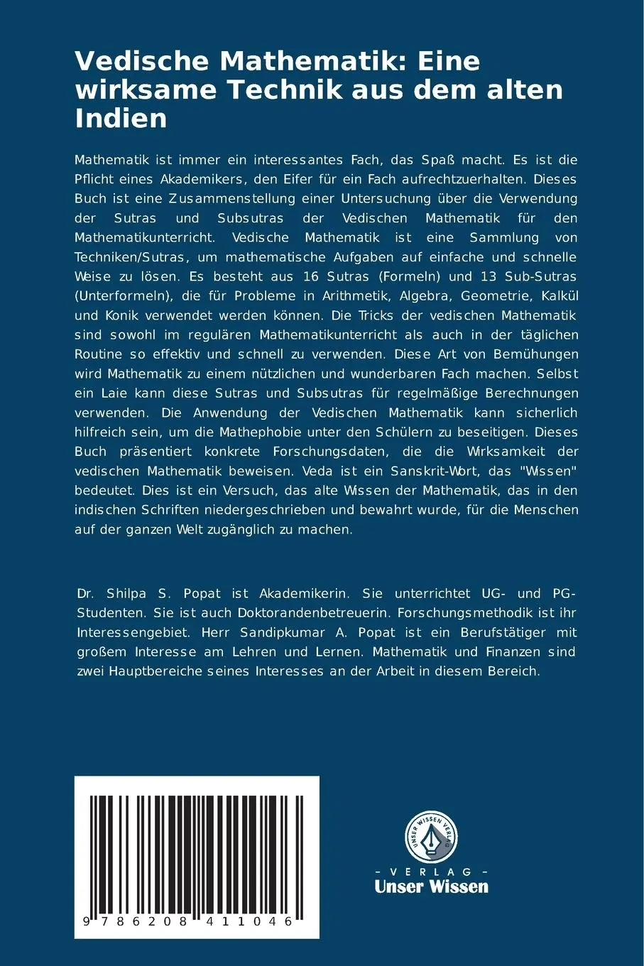 Rückseite: 9786208411046 | Vedische Mathematik: Eine wirksame Technik aus dem alten Indien | Buch