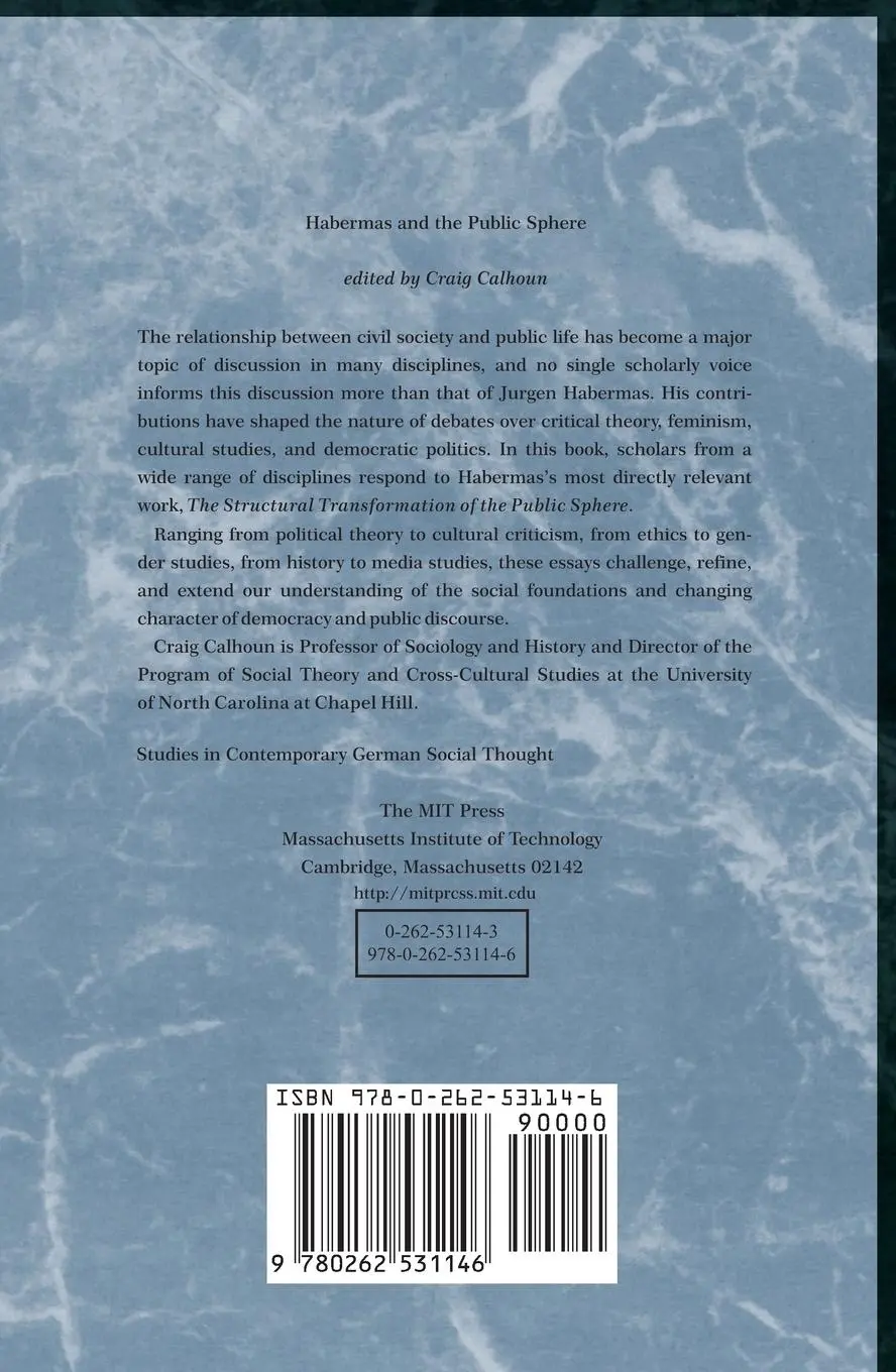 Rückseite: 9780262531146 | Habermas and the Public Sphere | Craig Calhoun | Taschenbuch | 1993