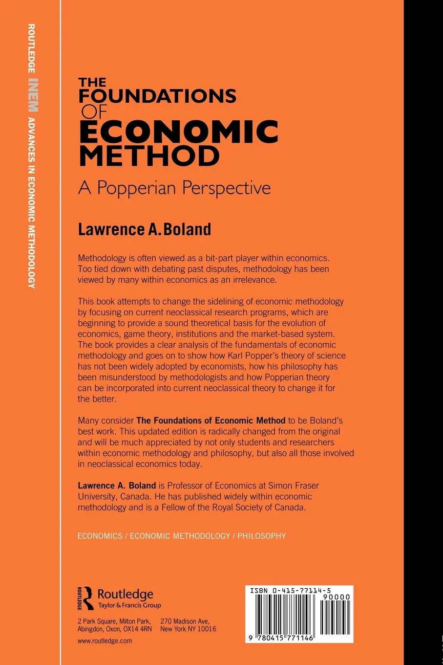 Rückseite: 9780415771146 | Foundations of Economic Method | A Popperian Perspective, 2nd Edition