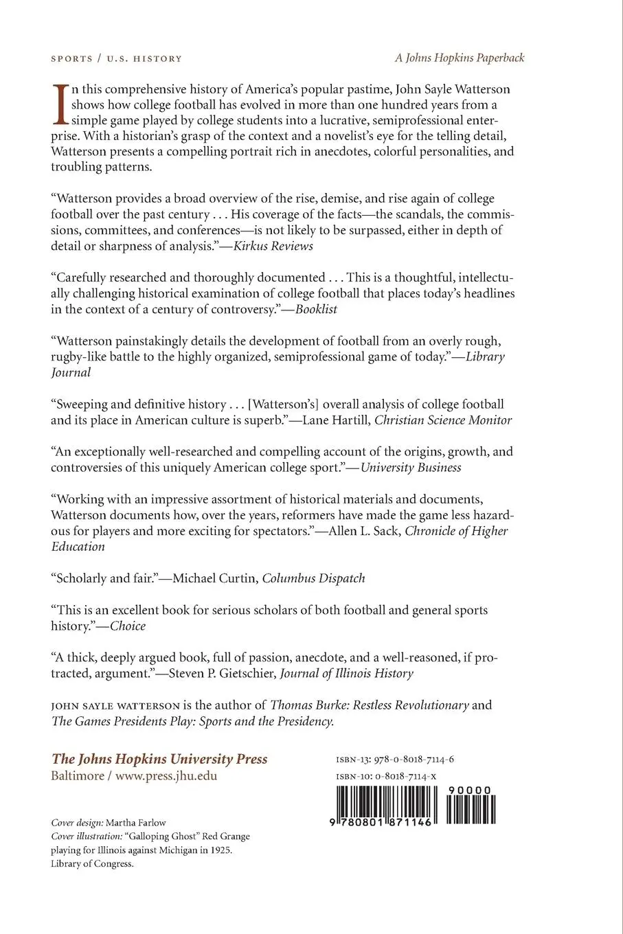 Rückseite: 9780801871146 | College Football | History, Spectacle, Controversy | Watterson | Buch