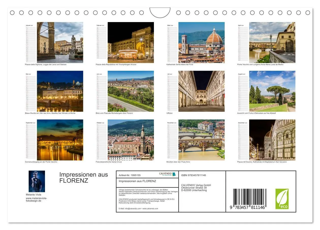 Bild: 9783457811146 | Impressionen aus FLORENZ (Wandkalender 2026 DIN A4 quer), CALVENDO...