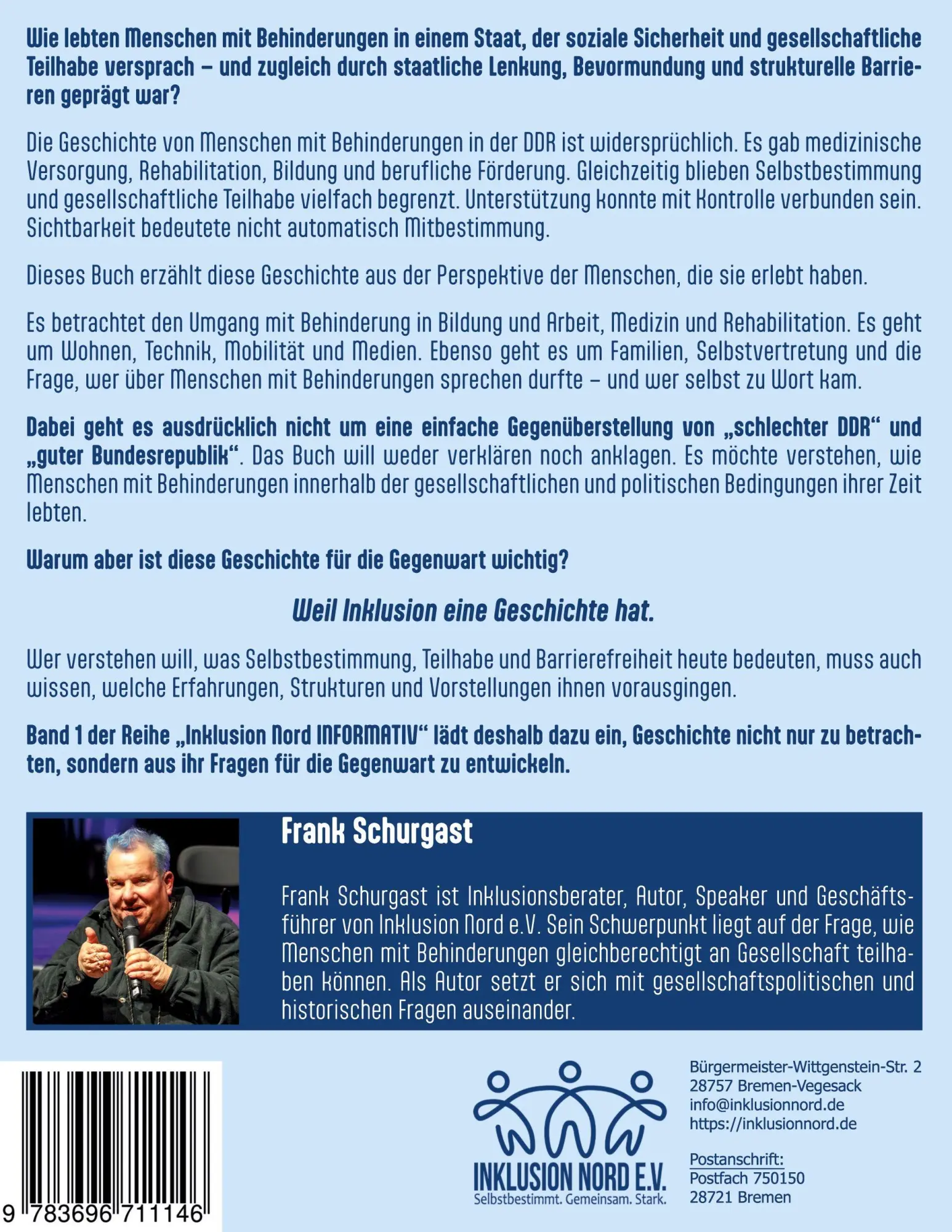 Rückseite: 9783696711146 | Menschen mit Behinderungen in der DDR | Frank Schurgast | Taschenbuch