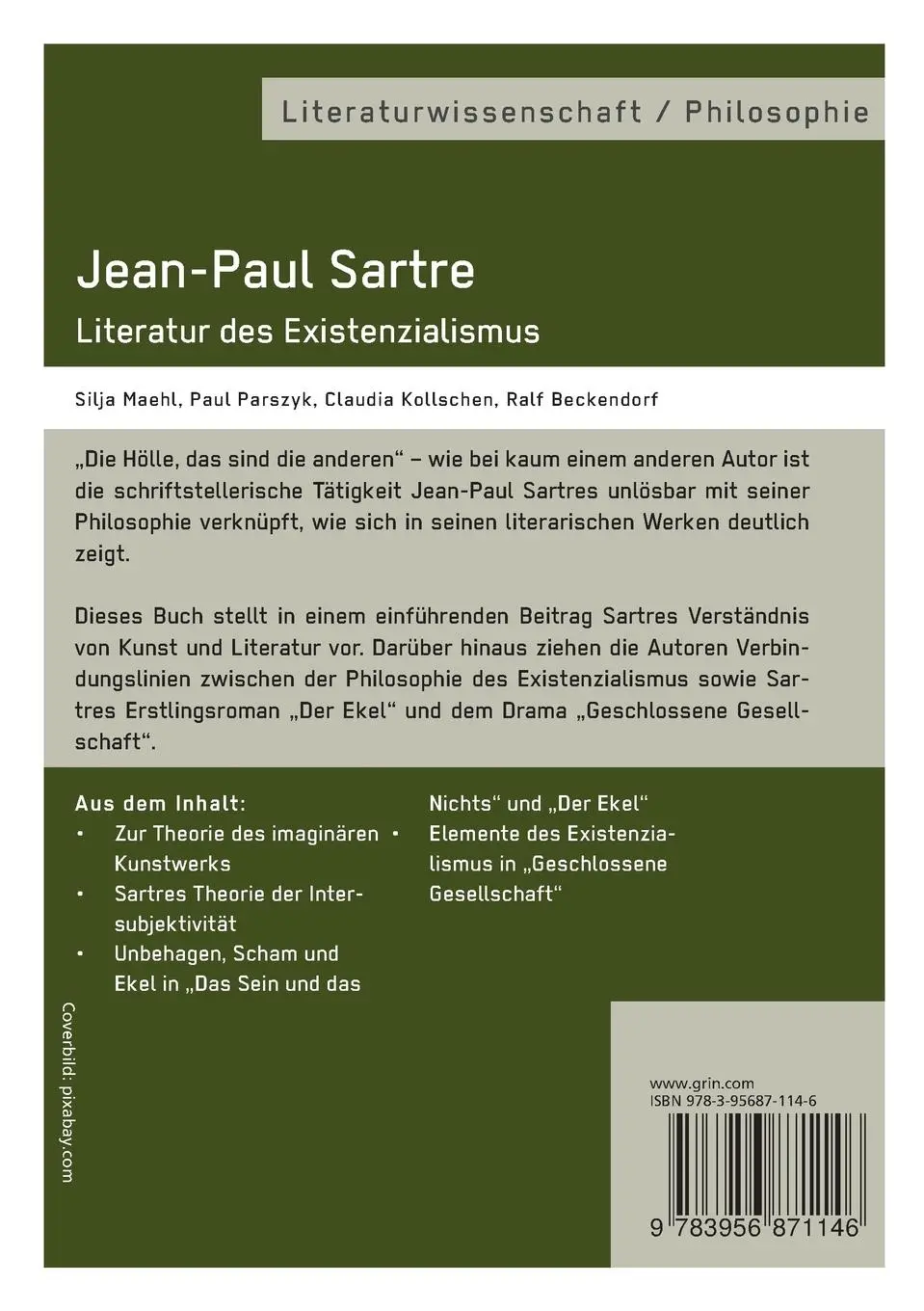 Rückseite: 9783956871146 | Jean-Paul Sartre. Literatur des Existenzialismus | Silja Maehl (u. a.)