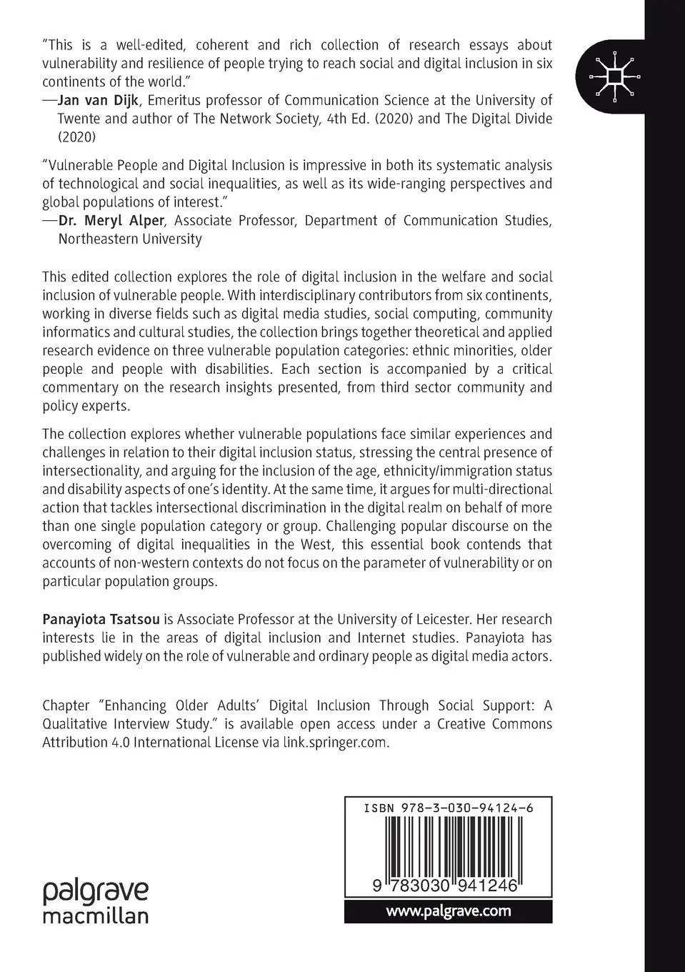 Rückseite: 9783030941246 | Vulnerable People and Digital Inclusion | Panayiota Tsatsou | Buch