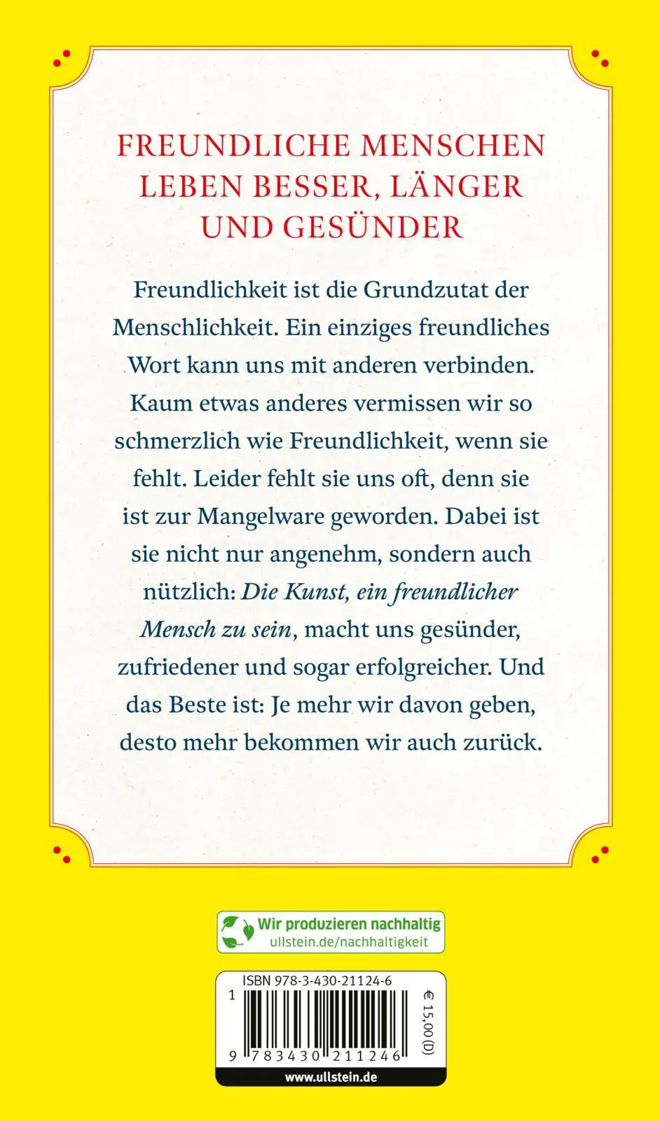 Rückseite: 9783430211246 | Über die Kunst, ein freundlicher Mensch zu sein | René Borbonus | Buch