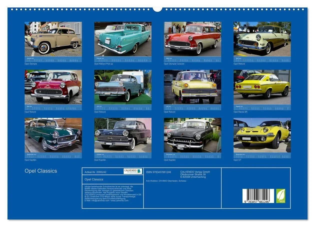 Bild: 9783457661246 | Opel Classics (hochwertiger Premium Wandkalender 2026 DIN A2 quer),...