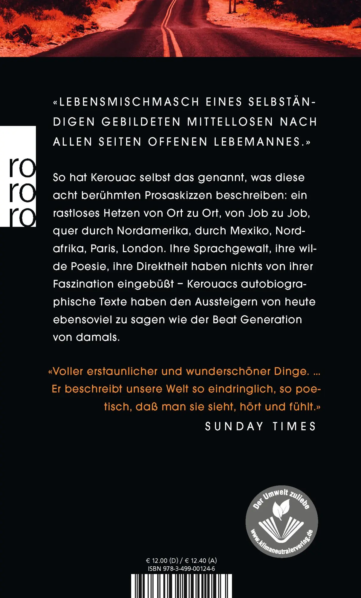 Rückseite: 9783499001246 | Lonesome Traveller | Jack Kerouac | Taschenbuch | 256 S. | Deutsch