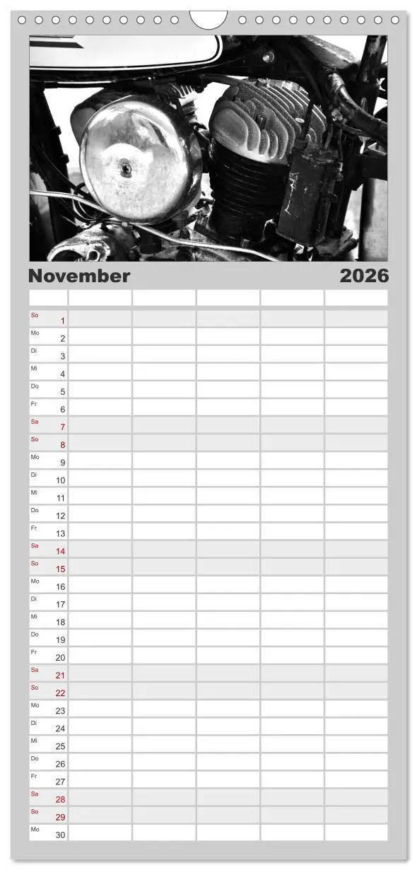 Bild: 9783516511246 | Familienplaner 2026 - Harley Davidson WLA 750 in Schwarzweiss mit 5...