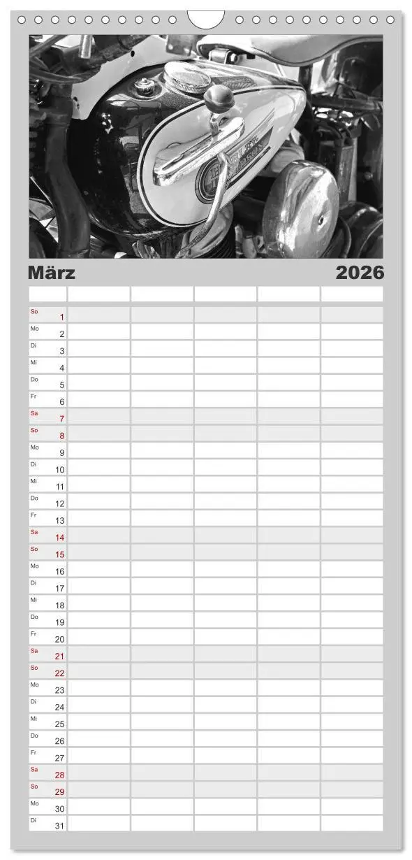 Bild: 9783516511246 | Familienplaner 2026 - Harley Davidson WLA 750 in Schwarzweiss mit 5...