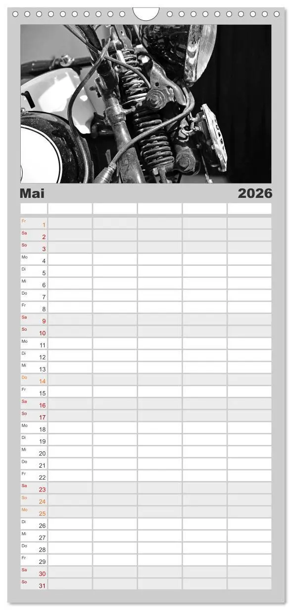 Bild: 9783516511246 | Familienplaner 2026 - Harley Davidson WLA 750 in Schwarzweiss mit 5...