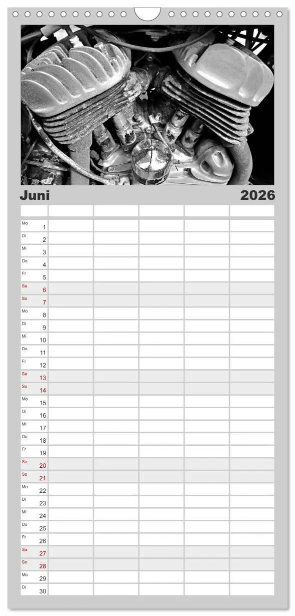 Bild: 9783516511246 | Familienplaner 2026 - Harley Davidson WLA 750 in Schwarzweiss mit 5...