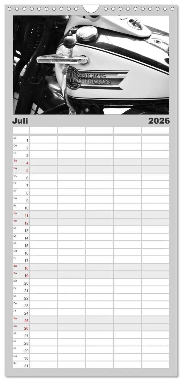 Bild: 9783516511246 | Familienplaner 2026 - Harley Davidson WLA 750 in Schwarzweiss mit 5...