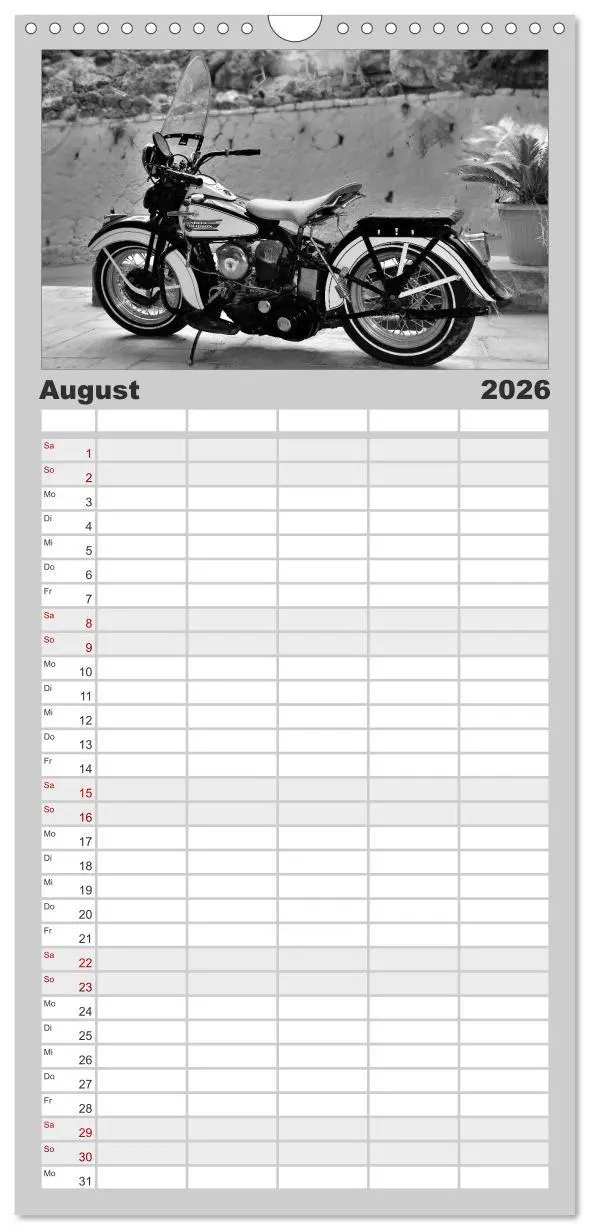 Bild: 9783516511246 | Familienplaner 2026 - Harley Davidson WLA 750 in Schwarzweiss mit 5...