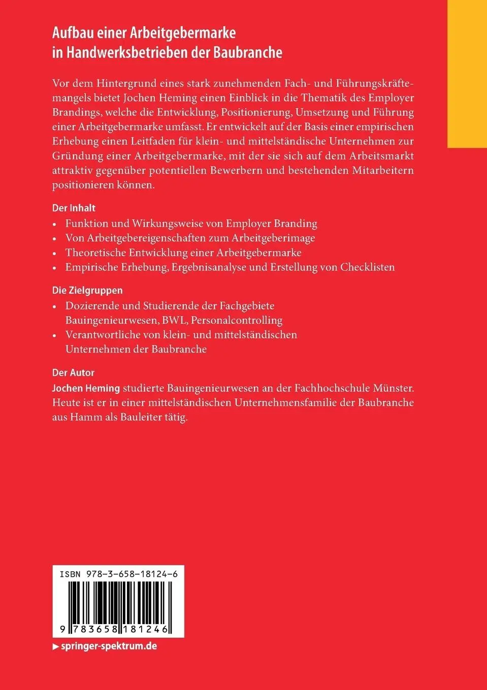 Rückseite: 9783658181246 | Aufbau einer Arbeitgebermarke in Handwerksbetrieben der Baubranche