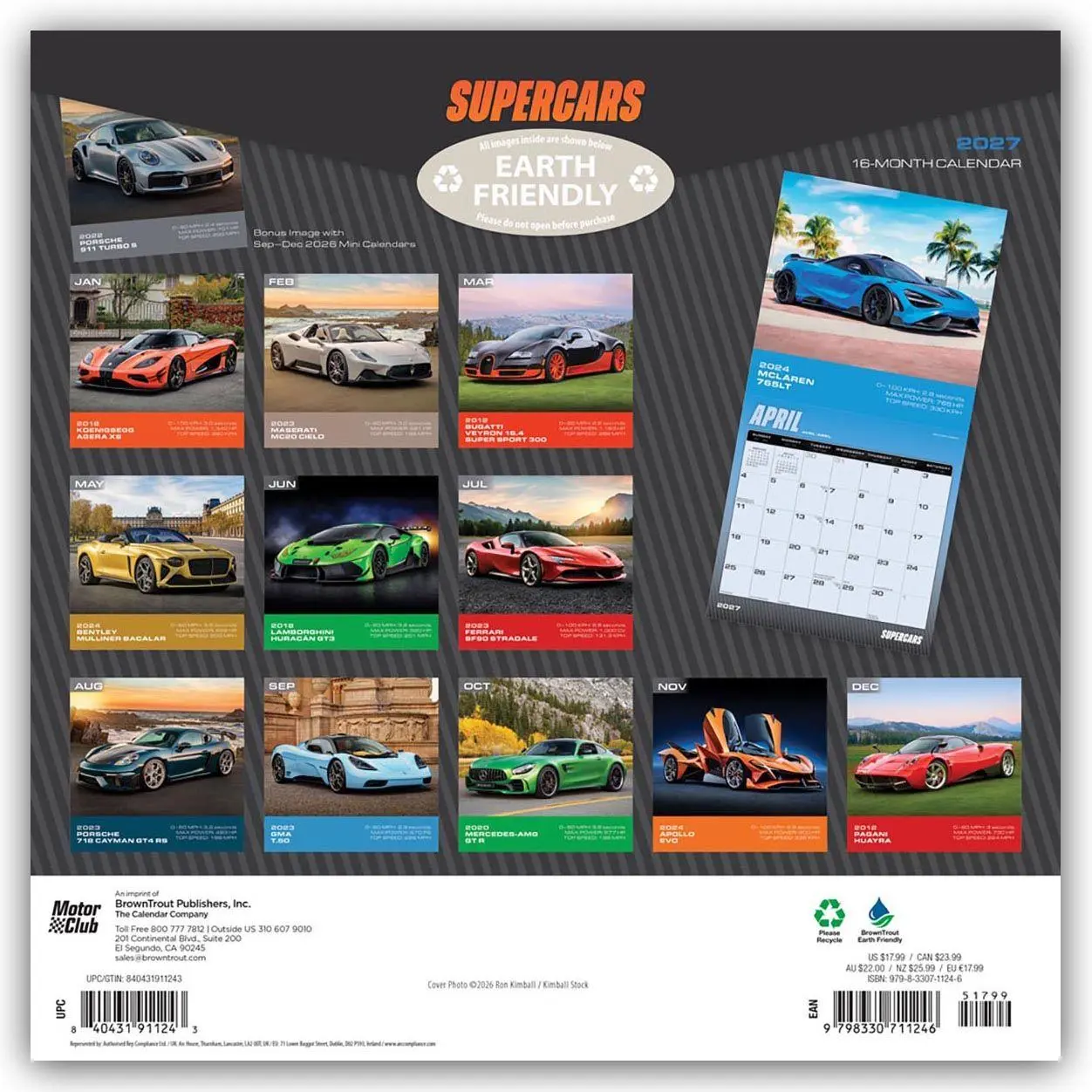 Rückseite: 9798330711246 | Supercars - Supersportwagen 2027 - 16-Monatskalender | Publishers