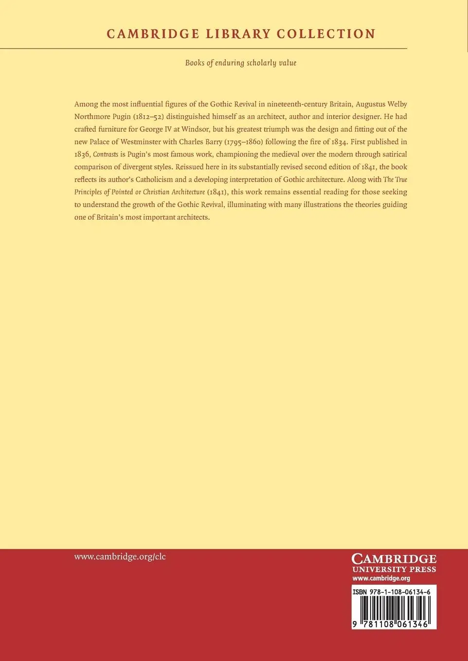 Rückseite: 9781108061346 | Contrasts | A. W. Pugin | Taschenbuch | Kartoniert / Broschiert | 2013