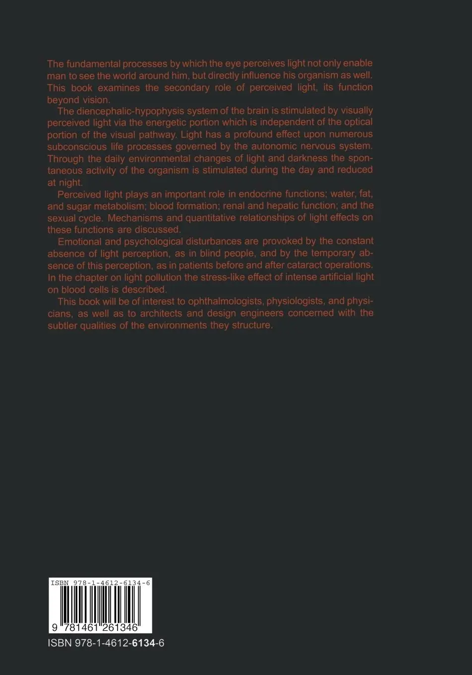 Rückseite: 9781461261346 | The Influence of Ocular Light Perception on Metabolism in Man and...
