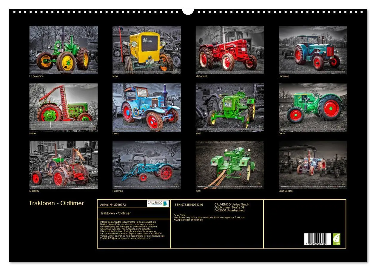 Bild: 9783516051346 | Traktoren - Oldtimer (Wandkalender 2026 DIN A2 quer), CALVENDO...