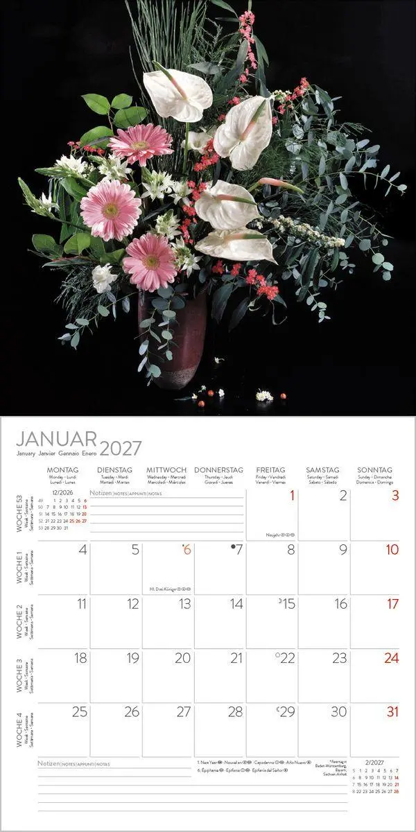 Bild: 9783819301346 | Flowers 2027 | Verlag Korsch | Kalender | 13 S. | Deutsch | 2027