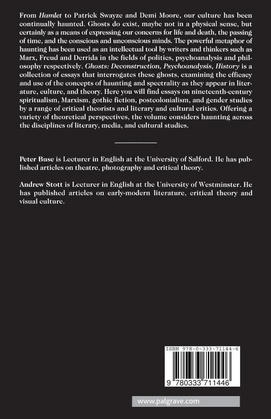 Rückseite: 9780333711446 | Ghosts | Deconstruction, Psychoanalysis, History | A. Stott (u. a.)