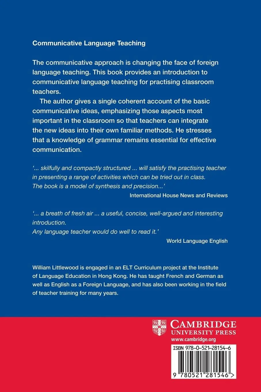 Rückseite: 9780521281546 | Communicative Language Teaching | William Littlewood | Taschenbuch