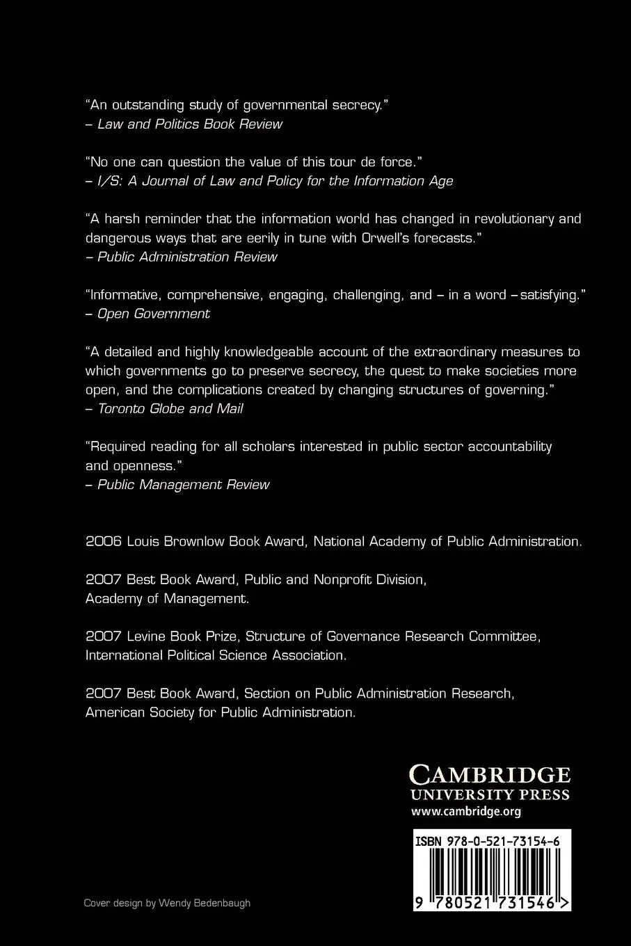 Rückseite: 9780521731546 | Blacked Out | Government Secrecy in the Information Age | Roberts